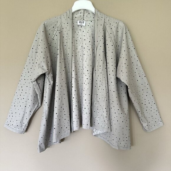 PLANET by Lauren G Jackets & Blazers - Planet Lauren G $312 Faux Leather Jacket Beige Women M (4-8) Artsy Holey lagenlo